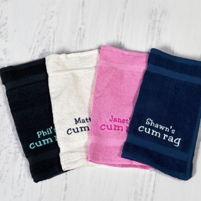 Personalized Embroidered Name Hand Towel/Washcloth, Custom Cum Rag, Naughty Gifts for Couple, Anniversary/Valentine's Day Gift for Boyfriend/Husband