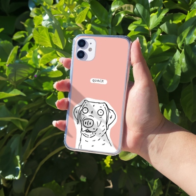 Custom Hand Drawn Pet Portrait Phone Case with Name, Funny Telephone Phone Cover for iPhone, Phone Accessories, Birthday Gift for Pet Lover/Dog Owner