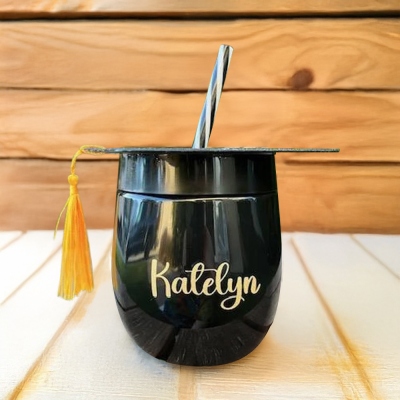 Personalized Graduation Hat Cups, Tumbler with Lid and Straw, Class of 2025 Memorial Keepsake, Graduation Party Favors, Gift for Graduates/Students