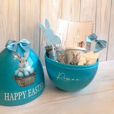 Personalized Cute Cartoon Bunny Fillable Jumbo Easter Egg, Happy Easter Easter Egg Stuffer, Easter Party Favor, Easter Gift for Kids/Teens/Boys/Girls