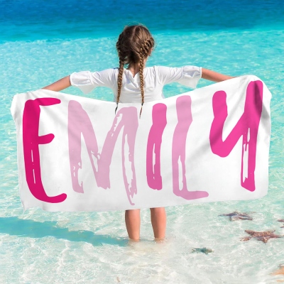 Custom Name Multicolor Beach Towel, Quick Dry Microfiber Bath Towel, Vacation/Beach/Pool Party Favor, Travel Essential, Gift for Kids/Family/Friends