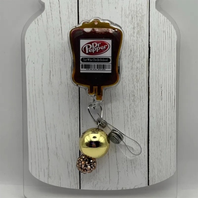 Dr Pepper retractable badge holder, transfusion rn lpn badge reel, iv bag, mri safe badge reel, graduation gift for nurses, lanyard id pull