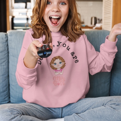 Personalized You Are Mini Boss Cartoon Character T-shirt, Custom Name Multicolor Sweatshirt/Hoodie, Birthday/Children's Day Gift for Kids