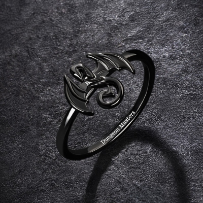 Personalized Tiny Dragon Ring for Women, DND Dragon Ring in Silver, DND Ring, Silver Ring, Brass Ring, DND Jewelry for Her, DND Gifts for DM