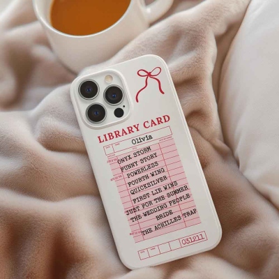 Custom Bookish Phone Case, Personalized Library Card Book Shelf iPhone 16 Pro Samsung S25, Book Lover Gift, Book Club Gifts Reading Gifts