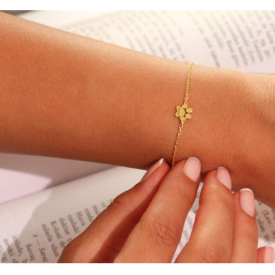 14K Gold Zierliches Pfotenabdruck Namensarmband,Elegantes Hundepfotenarmband,Haustier Namensarmband,Geschenk für Haustierliebhaber,Weihnachtsgeschenke,LVK114