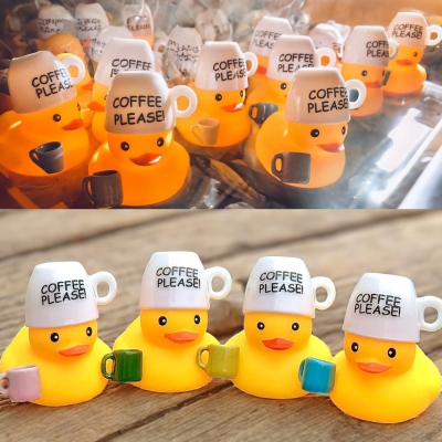 Personalized Rubber Duck with Color Sunglasses/Coffee/Cowboy Hat, Jeep Ducks for Ducking, Cute Bath Toys, Car Dashboard/Rear View Mirror Accessories