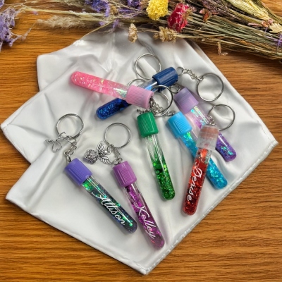 Personalized Phlebotomist Blood Tube Keychain, Phleb Keychain, Medical Assistant Accessories, Cool Nurse Week Gift, Nursing Graduation Gifts for Women