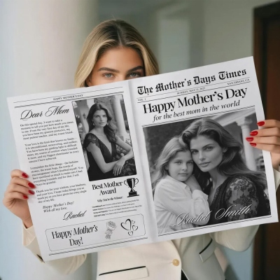 Personalized Photo Happy Mother's Day Newspaper Template, Custom Newspaper for Wrapping Bouquets, Memory Keepsake, Mother's Day Gift for Mom/Women