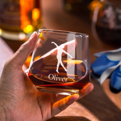 Custom Name Male Dancer Silhouette Wine Glass, Men's Whiskey Glass/Tallo Glass/Tondo Glass, Birthday/Anniversary Gift for Male Dancers/Him/Friends