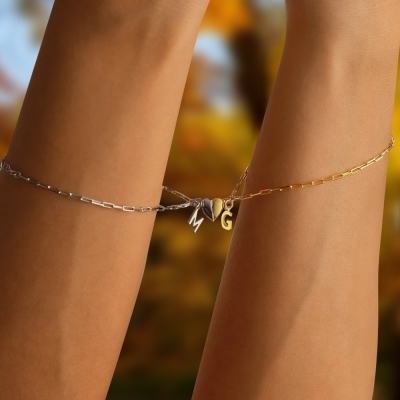 Custom Magnetic Heart Matching Bracelets for Couples, Long Distance Relationship Bracelets, Best Friend Bracelet, Anniversary Gifts for Him and Her