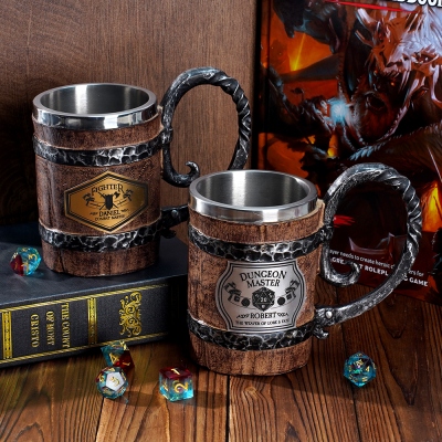 Personalized DND Classes Mug, Custom Name Beer Mug, Beer Tankard, Drinking Mug, Stainless Steel Mug, Dungeon Master Mug, DND Mug, Engraved Tankard