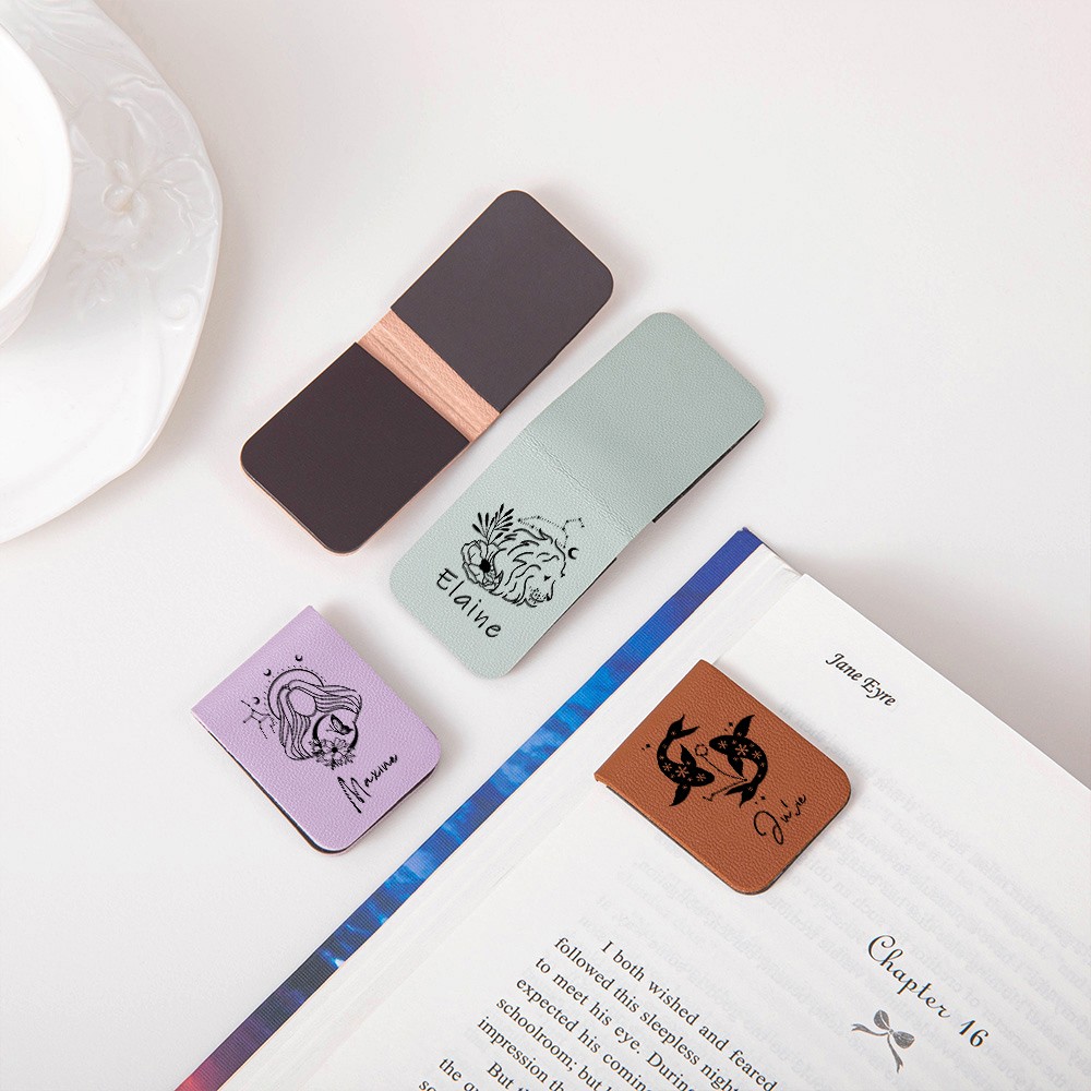 magnetic leather bookmark