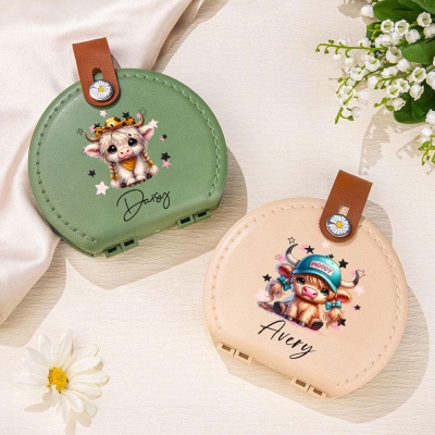Personalized Name Cartoon Highland Cow Sewing Kit, Stitching Partition Storage Box, Home Travel Handwork Tool, Gift for Highland Cow Lovers/Women