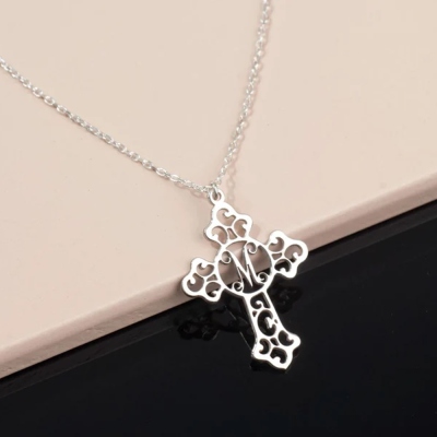 Personalized Initial Cross Pendant Necklace, Sterling Silver 925 Dainty Jewelry, Birthday/Christmas/Religious Gift for Christian Women/Girls