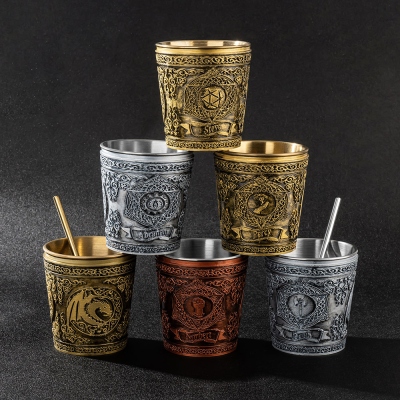 Custom Name 3d Printing DND Class Themed Shot Glasses, Dragon Cup with 304 Stainless Steel Liner and Straw, Dragon Shot Glasses, DND Gifts