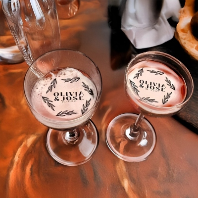 Personalized Edible Wedding Drink Topper, Custom Logo Cocktail Decor, Cocktail Garnishes for Wedding/Engagement Party, Gifts for Newlyweds/Couples