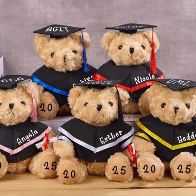 Personalized Graduation Bear Doll Toy with Name, Cute Soft Plush Bear, Class of 2025 High School/College Graduation Keepsake, Gift for Graduates