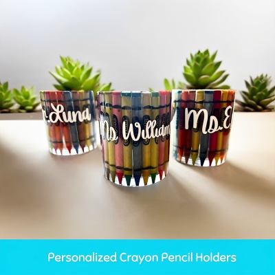 Personalized Teacher's Name Crayon Pencil Holder, Resin Pen Storage Organizer, Classroom/Office Supplies, Appreciation/Teacher's Day Gift for Teachers