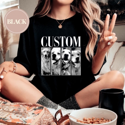 Personalized 4 Pet Photos & Name T-shirt/Sweatshirt, Multiple Colors Available, Birthday/Anniversary Gift for Pet Lover/Family/Friends