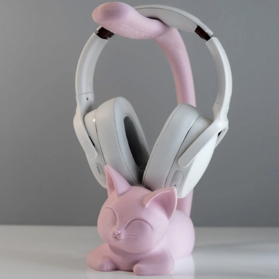 Cute Kitty Headphone Stand Display Holder, 3D Printed Gaming Gear Headset Stand, Headpiece Accessories, Birthday/Christmas Gift for Cat Lovers