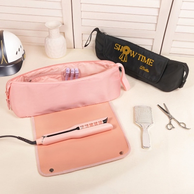 Custom Name Horse Show Medal Hair Tools Storage Bag, Straightener Curling Iron Bag with Heat Resistant Mat, Haircare Accessory, Gift for Horse Lover