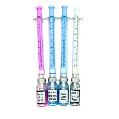 Custom Fake Syringe Pen with Liquid Vial Cap, Multicolor Fun Medical Pen, School Office Supplies, Birthday/Appreciation Gift for Nurses/Medical Staff
