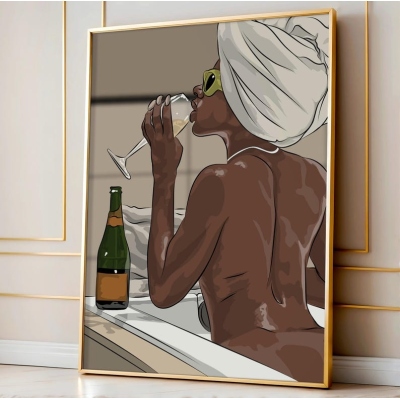 Black Woman Wall Art – Afrocentric Female Portrait Canvas, Inspirational African American Home Decor for Living Room, Bedroom, Office
