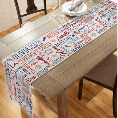 Patriotic Repeating 1-10 Names Personalized Flour Sack Towel, Custom Name Kitchen Towel with Stars and Stripes Design, USA Themed Linen for Home Decor or Gift Giving