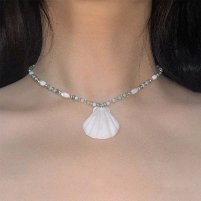 Sterling Silver Seashell Necklace – Natural Shell and Stone Pendant, Minimalist Summer Beach Jewelry, Gift for Women and Girls