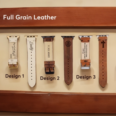 Personalized Leather Band Compatible with Apple Watch 49mm 45mm 44mm 42mm, Vintage Strap for iWatch Series 10 9 8 7 6 5 SE Engraved Name, Gift for Men