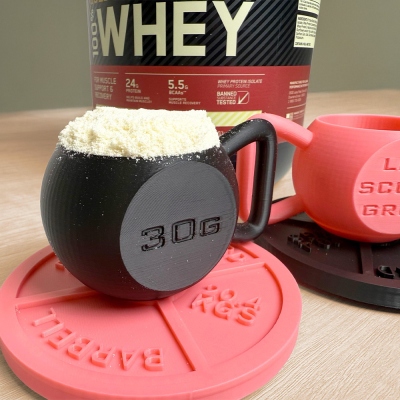 Custom Name Kettlebell 30G Protein Powder Scoop, 3D Printed Spoon for Powders/Granules/Coffee, Workout Accessory, Birthday Gift for Fitness Lovers