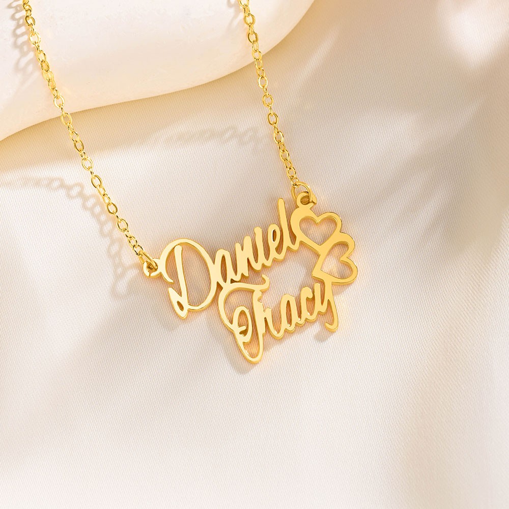 Personalized Double Name Necklace with Symbol, Custom 2 Names Necklace, Couple Jewelry, Valentine's Day/Anniversary Gift for Wife/Girlfriend/Lover