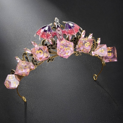 Personalized Dragon Liquid Core Glitter Dice Tiara, Dragon Dice Crown, Dragon Gifts for Dice Lovers, Gift for Her