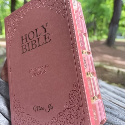 KJV Holy Bible, Giant Print Full-size Faux Leather Red Letter Edition - Thumb Index & Ribbon Marker, King James Version, Pink (KJV Full Size GP Editions)