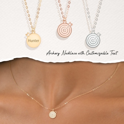 Personalized Engraved Bullseye Pendant Necklace, Target Charm Necklace, Dainty Jewelry, Anniversary/Birthday Gift for Her/Wife/Archery Lovers
