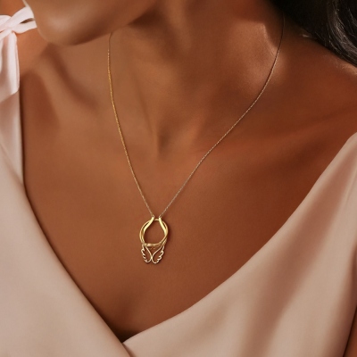 Personalized Angel Wing Ring Holder Necklace for Women, Ring Keeper Necklace for Nurses/Doctor, Memorial Jewelry, Remembrance Gift for Loss of Husband