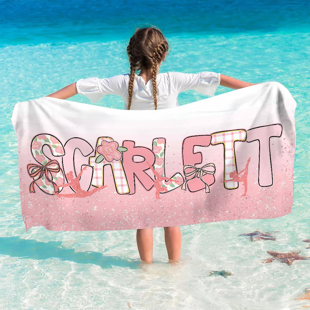 Serviette De Plage Paillettes Roses Avec Nom Personnalis Serviette Serviette De Plage Paillettes Roses Avec Nom Personnalis Serviette