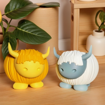 Personalized Name Highland Cow Planter, 3D Printed Plant Pot for Small Plants or Succulents, Home Garden Decor, Birthday Gift for Highland Cows/Family