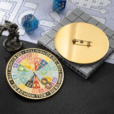 Custom DND Class Roulette Spinner Pin, Roll High Or Die: D20 Spinner Enamel Pin, Spinner Badge, Spinning Dice, Gifts for Dungeon Master