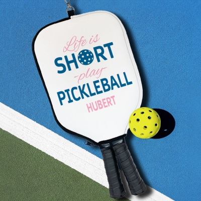 Personalized Name Colorful Pickleball Paddle Cover with Hanging Clip & Zipper, Funny Quote Waterproof Sports Accessory, Gift for Pickleball Lovers