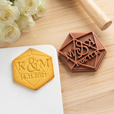 Custom Name DND Dice Wedding Cookie Cutter, 3D Printed Biscuit Baking Ceramic Stamp, Gifts for Baking Lovers