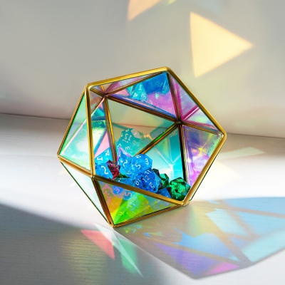 D20 D12 Stained Glass Dice Bowl, D20 D12 Shape Dice Storage Display case, Dice Box, Dice Vault, Dice Keeper, DND Gifts for Dice Lovers