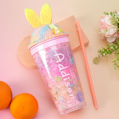 Ice Cream Waffle Bunny Water Bottle