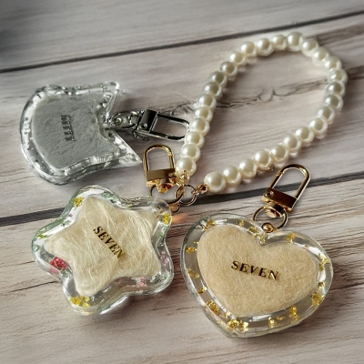 Custom Pet Fur Hair Keychain with Name, Openable Cat Dog Hair Storage Keychain, Memorial Keepsake, Remembrance/Sympathy/Pet Loss Gift for Pet Owners