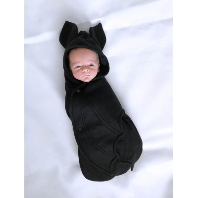 Newborn Baby Black Bat Swaddle Blanket, Baby Halloween Costume, October Baby Announcement