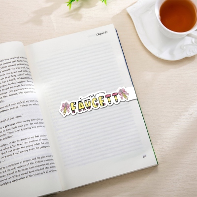 Personalized Name Coquette Bow Pencil Bookmark, Magnetic Bookmark Clip, Book Accessory, Back to School/Birthday Gift for Book Lovers/Teachers/Students