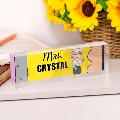 Personalized Cartoon Teacher Character Name Plate, Acrylic Table Sign, Office Room Decor, Teacher's Day/Appreciation/Birthday Gift for Teachers