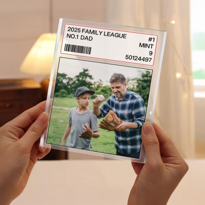 Personalized Photo Baseball No.1 Dad Acrylic Plaque, Office Home Decor, Memorial/Birthday/Father's Day Gift for Dad/Grandpa/Family/Baseball Lovers
