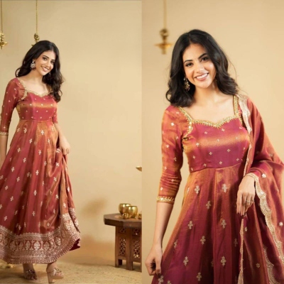 Wedding/Party Wear Heavy Embroidered Anarkali Gown With Pant And Designer Dupatta Suit Long Anarkali Gown Ethnic Wear Flared Anarkali Dress